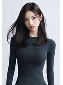 黒髪ロングレイヤー/イメチェン縮毛矯正/モードヘアー/秋色